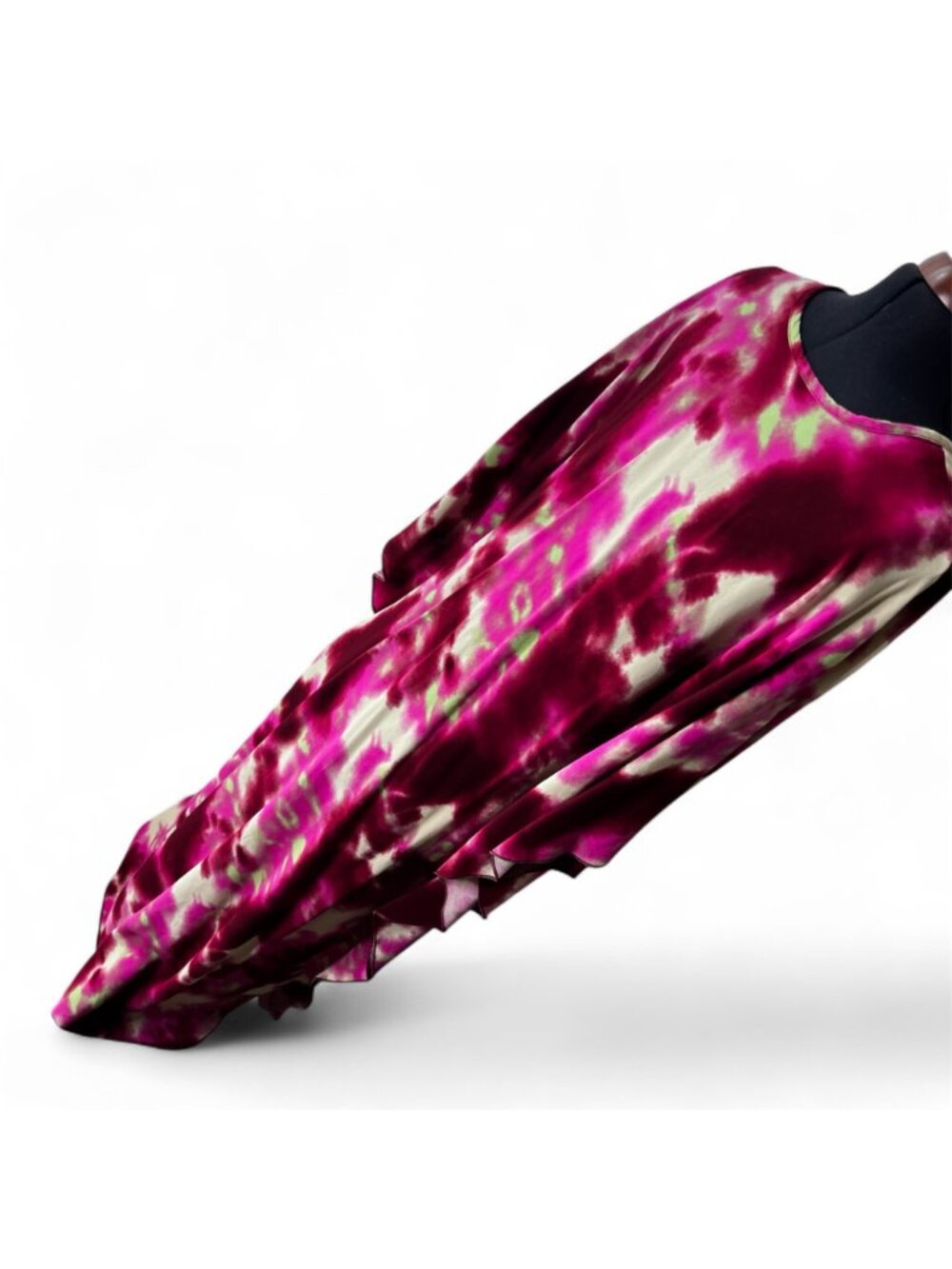 Tie-Dye Pink & Burgundy Kaftan Dress With Woven Front Flowy Size Free - Picture 3 of 8